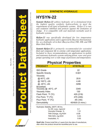 HYSYN-22 Synthetic lubricant 1 Gallon